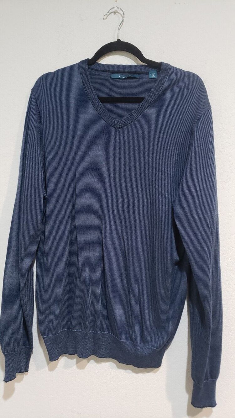 Perry Ellis Holiday sweater L Men's Big Tall Coastal Cotton Modal V-Neck